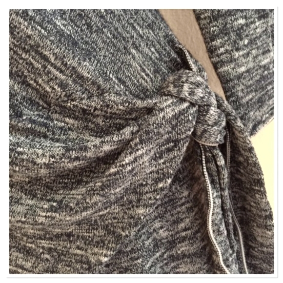 🖤🤎 Stylish Heather Tan & Black Faux Wrap Tie Dress - S - Picture 6 of 11